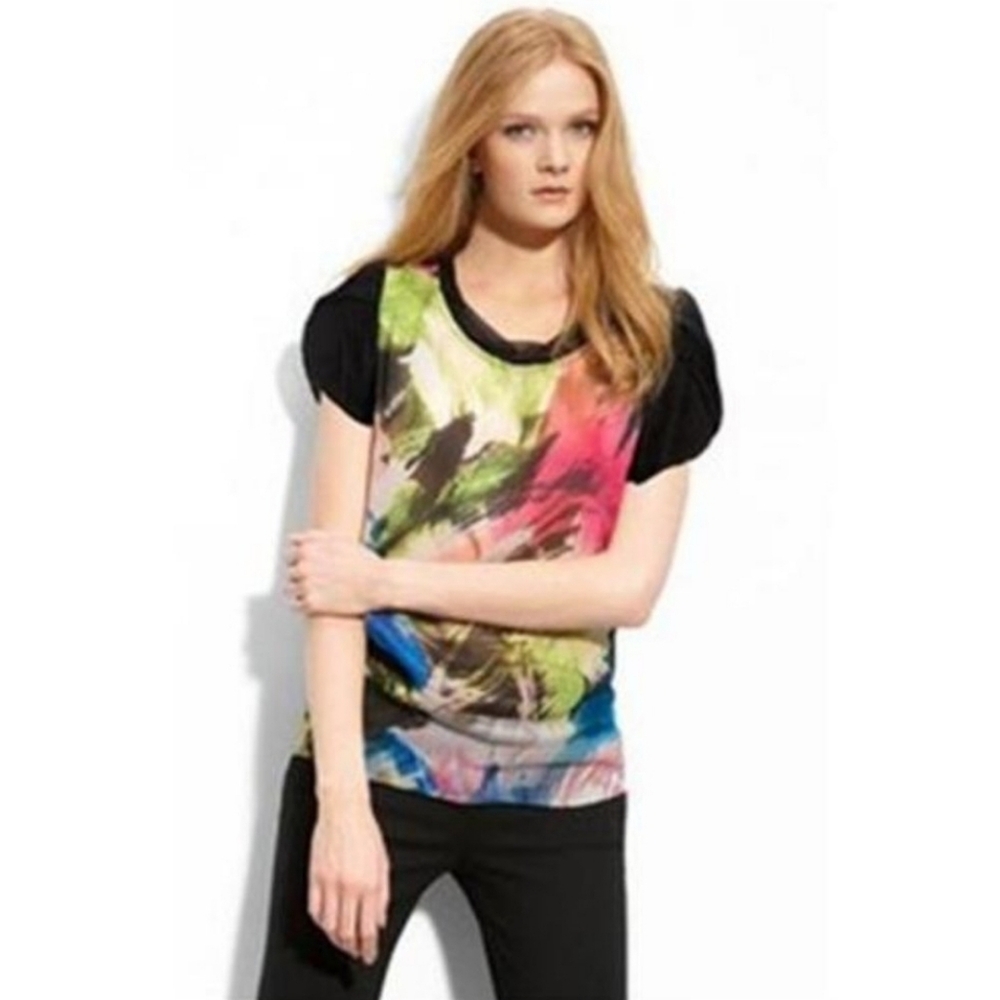 DVF Diane Von Furstenberg CLEMENCE Silk Top Blouse Storm Rose Sz 0